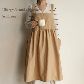 SF-ZXTINP Soft Cotton Kitchen Cooking Apron with Cross Back - for Cooking Catering Work Commercial Restaurant Size Can Be Adjusted, khaki
