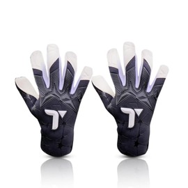 TIGEAR Adult Nexus Series Professional GK Goalkeeper Gloves with 3.5mm Contact, German Latex, Hybrid Negative Cut and Adjustable Wrist Control (Size L-10, Black)