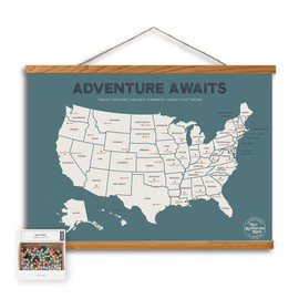 USA Push Pin Map 24" x 17" - Travel Poster to Mark Your Adventures Around The USA - Travel Camping Gift - USA Poster - Travel Decor