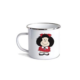 Pocillo/Taza de Peltre MAFALDA Empieza el día con una sonrisa 10oz (300ml), Pewter Cup MAFALDA, No se despinta, Perfecta para la Oficina o Regalo