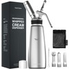 SimCoker Whipped Cream Dispenser,Aluminum 500ml Whipped Cream Maker,3 Decorating Nozzles,1
