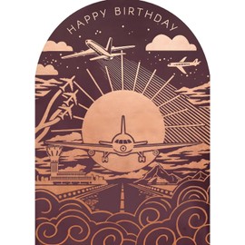 Paperlink Male Birthday Card - General Card for Men - Aeroplanes and Runway with Foil and Die-Cut Edge - Eco-Friendly and Recyclable