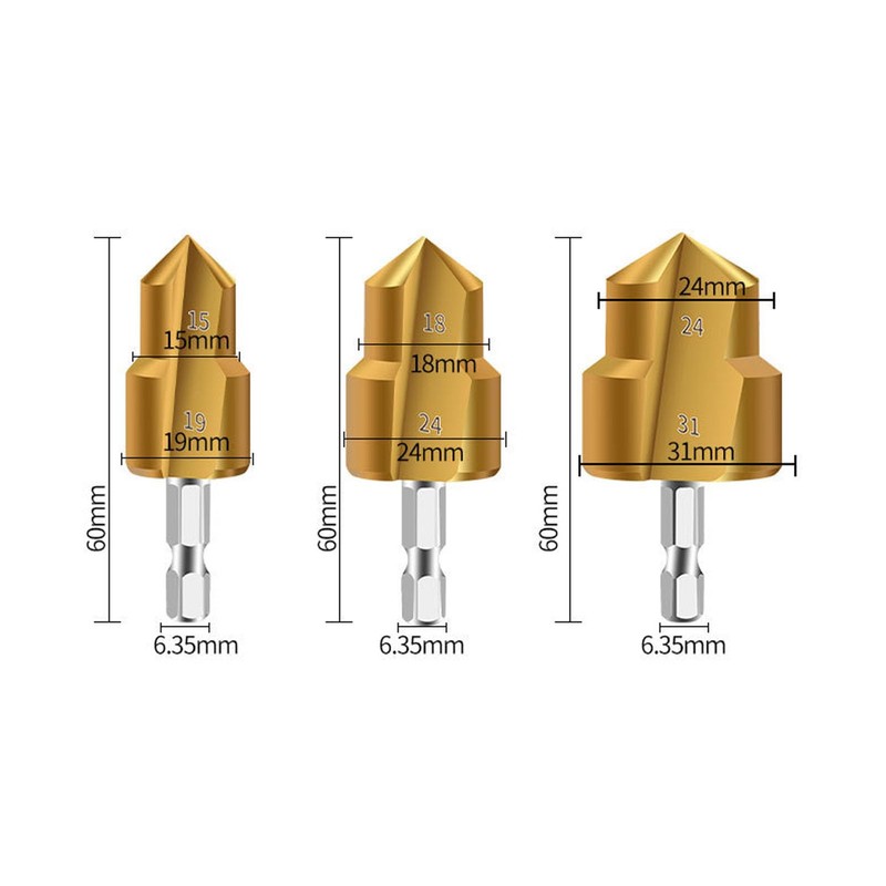 3 x PPR Pipe Reamer Bits 19 mm 24 mm
