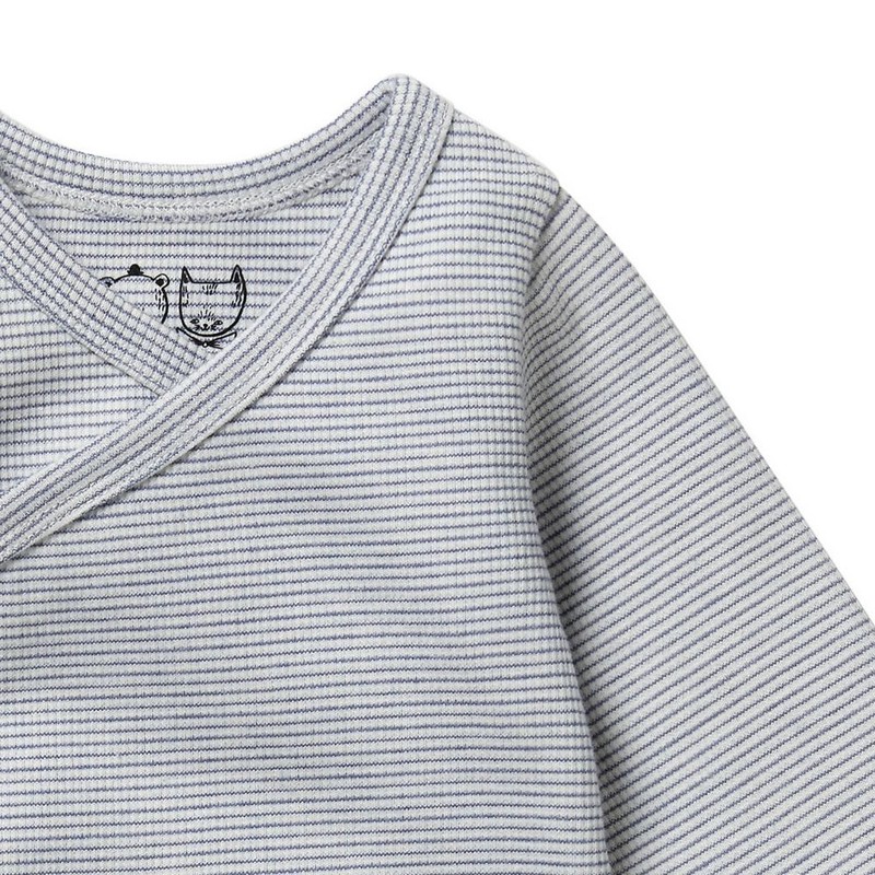 Wilson & Frenchy Organic Stripe Rib Wrap Bodysuit - Rain