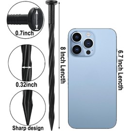 Usedgdig 25 PCS Spiral Landscape Anchoring Spikes 8 Inch Plastic Edging Nails Nylon Landscape Anchoring Stake for Paver Edging, Garden Lawn Yard, Turf, Tent, Weed Barriers