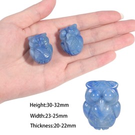 Nupuyai Set of 2 Crystal Owl Figurine Small Healing Stone Owl Decoration Satute Birds Animal Figures Set for Lucky Charm Pocket Stones Home Garden Decoration, Blue Aventurine