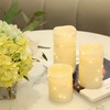 H-BLOSSOM Flickering Flameless Candles Ivory Real Wax Pillar with Embedded