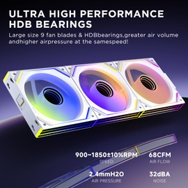 Jungle Leopard Interstellar V2 120mm PC Case Fans,Reverse Blade, Infinity Mirror Module Daisy-Chain ARGB Fan,Triple Pack Suitable for Computer Case & 360mm AIO Cooler (White Reverse)
