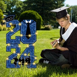 Graduation Yard Sign 2024 graduation decorations,6 Pieces Large Size Glittering Congrats Graduation Yard Signs Class of 2024,Waterproof Lawn Decor,Graduation Party Supplies