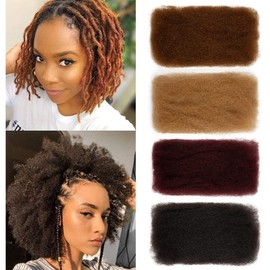 FASHION IDOL Afro Kinkys Bulk Human Hair for Dreadlock Extensions 10 Inches 3 Packs 150 Gram Light Auburn Loc Repair Afro Kinky Braiding Human Hair for Locs 5.3 Oz