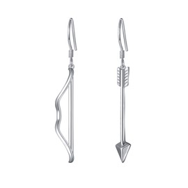 S925 Sterling Silver Bow Arrow Dangle Drop Mismatched Asymmetry Earrings for Women Girl