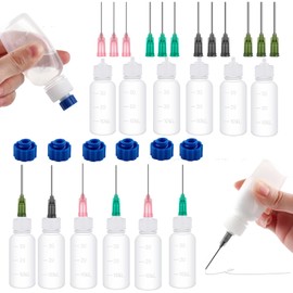 12PCS Glue Applicators Bottles,30ml Plastic Squeezable Dropper Bottles with Blunt Needle Tip 14ga 16ga 18ga 20ga for Glue Applications,Paint Quilling Craft and Oil Squeezable Dropper Bottles Crafting