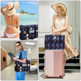 HAWEE Large Utility Bags for Women with Luggage Sleeve and 15.6” Laptop Pocket for Work Air-Friendly Travel Duffel Bag, Coral Leaf