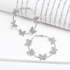 Silver Butterfly Hoop Earrings for Women Glitter Crystal Bridal Wedding