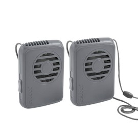 O2COOL Deluxe Necklace Fan, Battery Powered with Adjustable Lanyard, 2 Pack, Grey