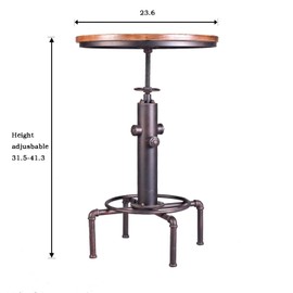 Topower Industrial Bar Table 31.5-41.3" Adjustable Pub Table Kitchen Dining Coffee Bistro Table (Bronze)