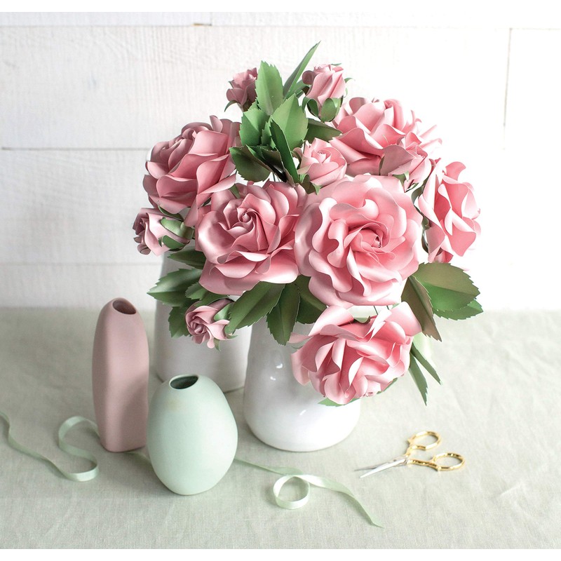 Lia Griffith Frosted Paper Flowers Garden Roses & Buds, 8.5"