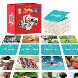 ALSOLIFE 80 Verb Cards with Action Videos| Thick Action Verb Flash Cards for Speech Therapy| Verbs Flash Cards for Toddler Learning Cards Action Words| Picture Cards for Speech Therapy Games
