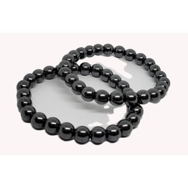 Pachamama Essentials Hematite Natural Gemstone Bracelet 7-7.5 In Stretch Gems Stones 8mm Round - Beads Healing Crystals Quartz - Chakra Bracelet (Hematite)