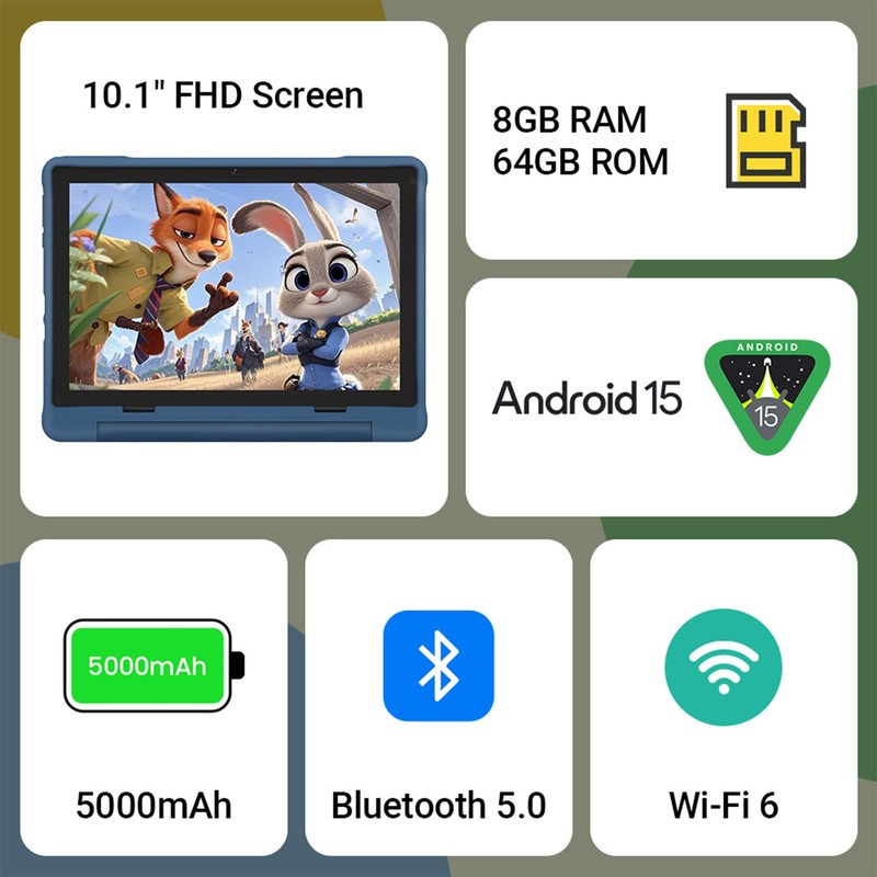 UEMXDOX Kids Tablet, 2026 Android 15 Tablet for Kids Age