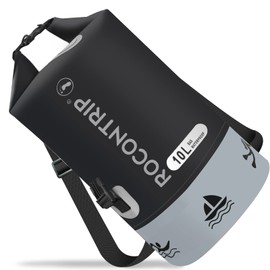 ROCONTRIP Waterproof Dry Bag Durable Backpack Roll Top Dry Sack Reflective Floating Pouch for Kayaking Canoe Camping Boating Rafting Fishing Water Sports Outdoor 10L/25L/35L/45L(10L, Black)