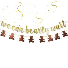2 PCS We Can Bearly Wait Birthday Happy Bear Party Banners Baby Shower Kids Birthday Banners Decorations Girls Kids Birthday Party Decorations Glitter Multi