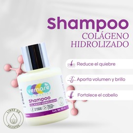 Vemare Cosmetics Shampoo de Colágeno Hidrolizado Aporta Volumen y Brillo al Cabello 100ml