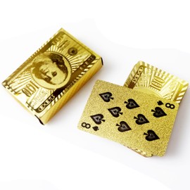 DIUDIU CAT Black Playing Cards with Gold Foil - Waterproof Dollar Pattern Deck, Perfect for Magic Tricks & Parties (Gold)