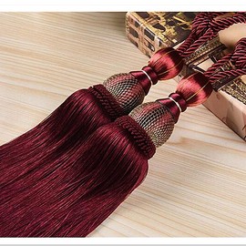 IHClink 2 Piece Red Handmade European Design Tie Back Tassel Tiebacks with Ribbon Fringe Tassel