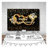 Happy Anniversary Backdrop Black and Gold Balloons Photography Background Poster