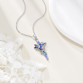 URONE Hummingbird Necklace for Women 925 Sterling Silver Cross Pendant Hummingbird Jewelry Gifts