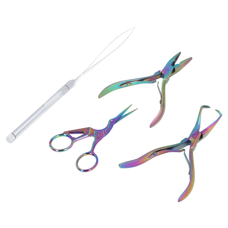 4pcs Hair Extension Tools with Pliers Wire Loop Beading Hook