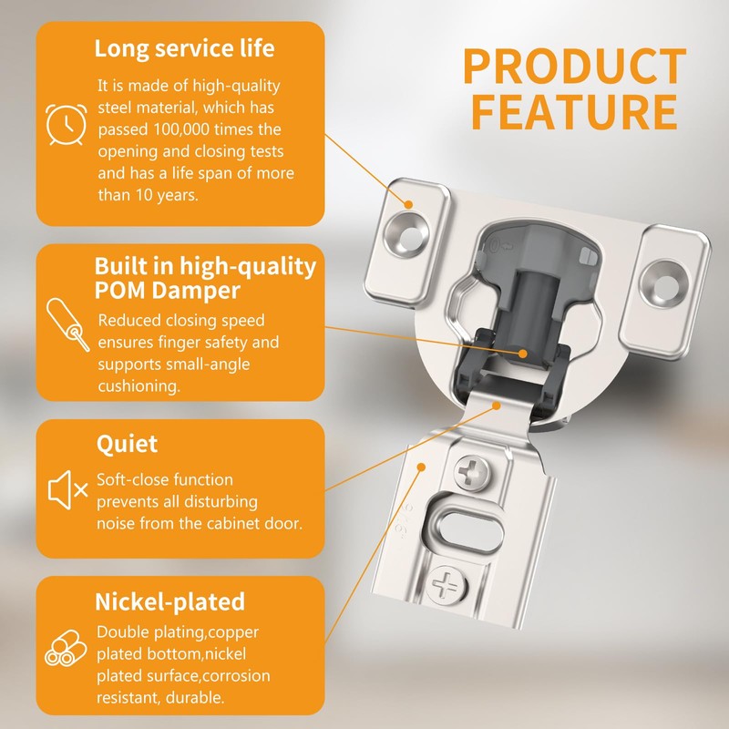 Chibery 30 Pack 9/16" Overlay 4D Concealed Hinges for Face