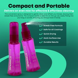 Sparkle Vivid Anti-Reflective Safe Lens Cleaner Spray Kit -(2) 2oz Glasses Cleaner Spray, (5) Pre-Moistened Lens Wipes, (1) Multipurpose Pouch for Eyeglasses, Lenses & Camera Cleaning Kit(8 Piece Set)