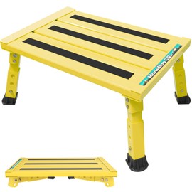 Marudina Large Platform RV Steps, 3-Level Adjustable Height Aluminum Folding Step Stool, Light Folding Anti-skidding RV Step, Supports Up to 1,000 lb (17.5" X 13.5" Large Platform)