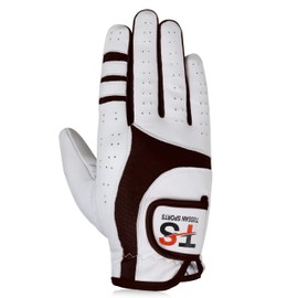 Tussan Sports Golf Glove Men's Durable Premium Leather Left Hand Right All Weather Grip Golfer Gloves Non Slip Flexible Golfing (Black Edition, S, Right)