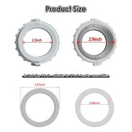 UCEDER 2 Pack Spa Hot Tub Heater Split Nut Unions with Screw, 2 pcs Heater Gasket/O-Rings,(Actual Size 3 Inch,Suitable for 2 Inch Heater Assemblies)