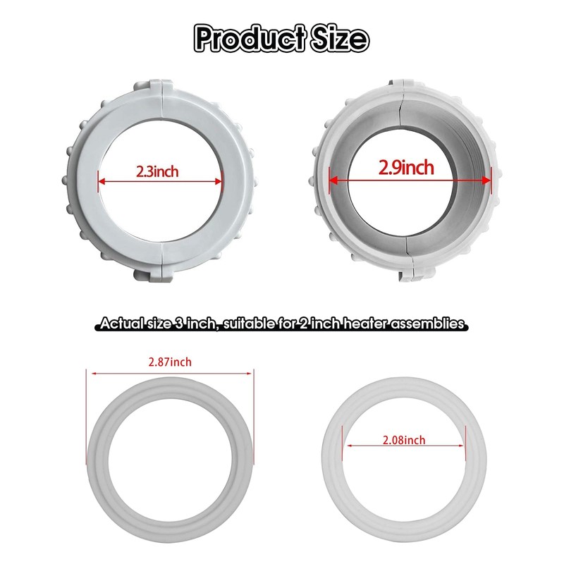 UCEDER 2 Pack Spa Hot Tub Heater Split Nut Unions