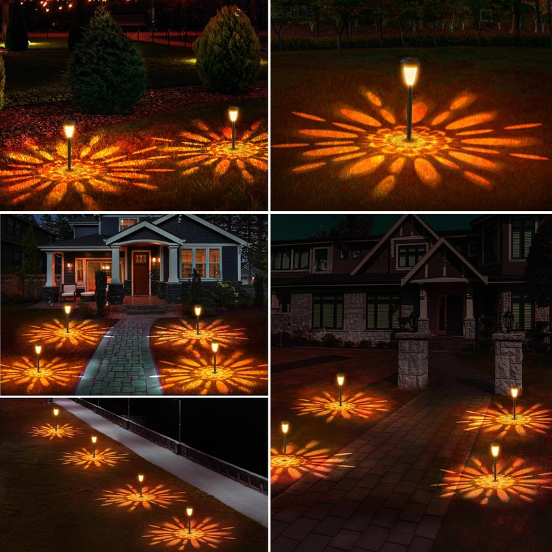 FIFlying Solar Light Outdoor 8 Pack Flame Solar Lamp Garden