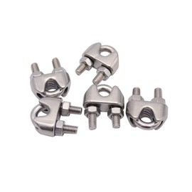 Pack of 20 wire rope clamps, stainless steel, 5 mm, M5 stainless steel rope clamps, U-shaped for wire rope, steel cable