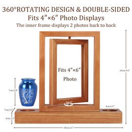 curntiy Picture Frame mini urn,Small urn for Ashes with Picture,Mini Cremation Urn Memorial Candle-Holder for Loss of Loved One Frame Hold a 4’’-6’’ Photo Small Keepsake urns