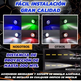 Genérico 2 Faros Led Ojos de Angel Demonio Lupa Exploradora para Moto con Estrobos Luz Alta y Baja (Rojo)