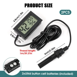 Digital Thermometer Hygrometer,Pack of 2 hygrometer thermometer Mini Probe Thermometers Temperature Humidity Gauge Meter for Reptile Incubator Aquarium Poultry office living room (2 Pack)