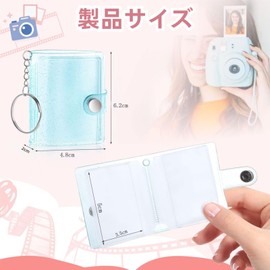 [FUYUERO] Photo Album Keychain 2" Mi Photo Album Key Chain 20 Pockets Mi Ni Institutal Pocket Photo Storage Holder with Keychain for Photo Card Friendship Wedding Graduation Anniversary (5 Colors)