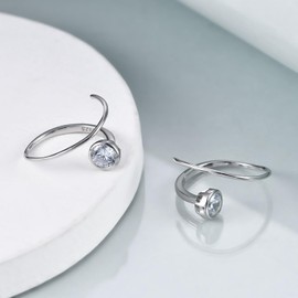 YAFEINI Pull Through Earring Sterling Silver Spiral Earrings Small Hoop Earring for Women, Medium, Sterling Silver, No Gemstone