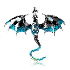 Punk Dragon Brooch Vintage Enamel Dragon Brooch Dragon Animal Brooch Suit Lapel Pin Punk Flying Dragon Brooch Personality Clothing Hat Bag Accessories for Men Women (Blue)