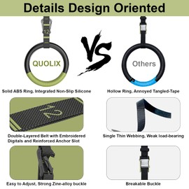 QUOLIX Gymnastic Rings & Olympic Rings with Adjustable Straps, Non-Slip Pull Up Rings with Straps, 1300lbs Exercise Rings for Home, Gymnastics Rings for Home Gym, Workout, Exercise, Calisthenic