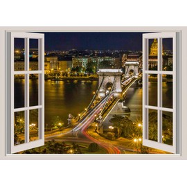 ND Night Scene Tapestry Exquisite Landscape Skyscraper Large Large Room Décor Window Scenery Telework Remote Work Background Decor Wall Decor Fabric (Design 8)
