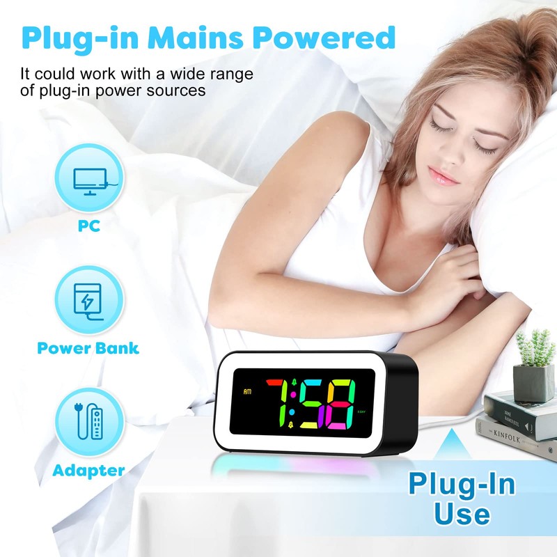 MOSUO Digital Alarm Clock with RGB Light, Digital Clock with