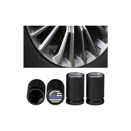 Mandark American Flag Car Tire Valve Stem Cap, 4PCS USA Aluminum Alloy Dust Proof Vehicle Air Valve Covers, Patriotic Auto Wheel Stem Caps, Universal for Trucks Motorcycles Bikes (Black/Blue)